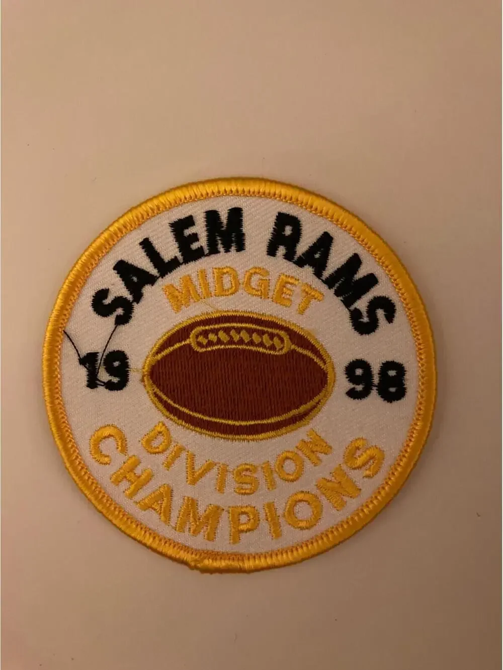 1998 Salem Rams Football Midget Division Champions Patch Souvenir Badge
